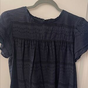 Lee Navy  Ilet Cap Sleeve Blouse/Cotton